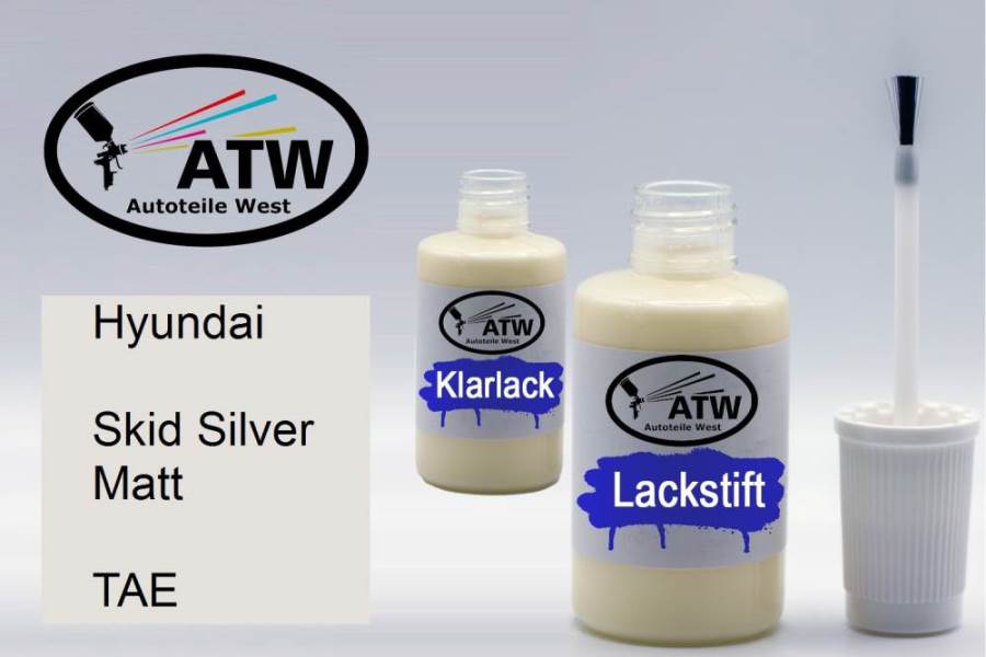 Hyundai, Skid Silver Matt, TAE: 20ml Lackstift + 20ml Klarlack - Set, von ATW Autoteile West.